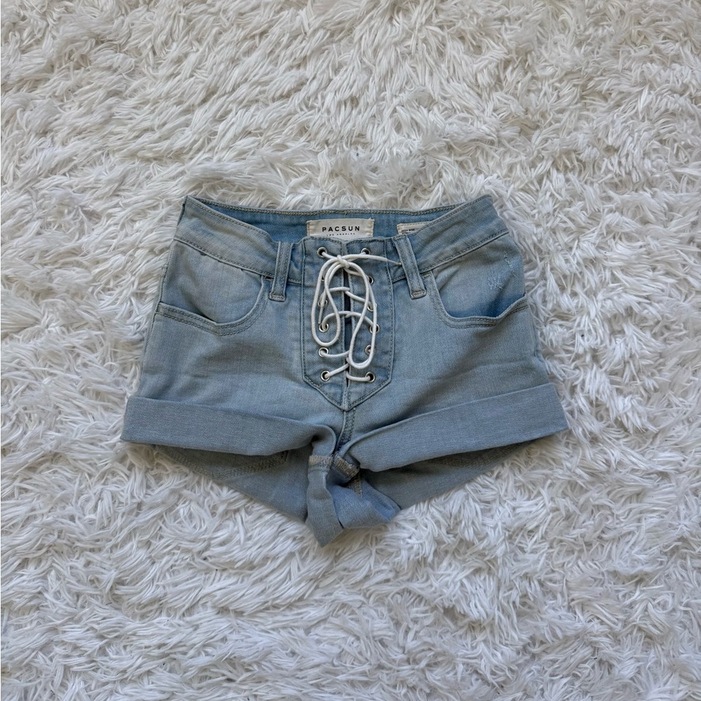 PacSun Lace-Up Super Stretch Jean Shorts
